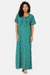 Naiduhall Cotton Full Length Nightdress - Dark Green — thumbnail 1